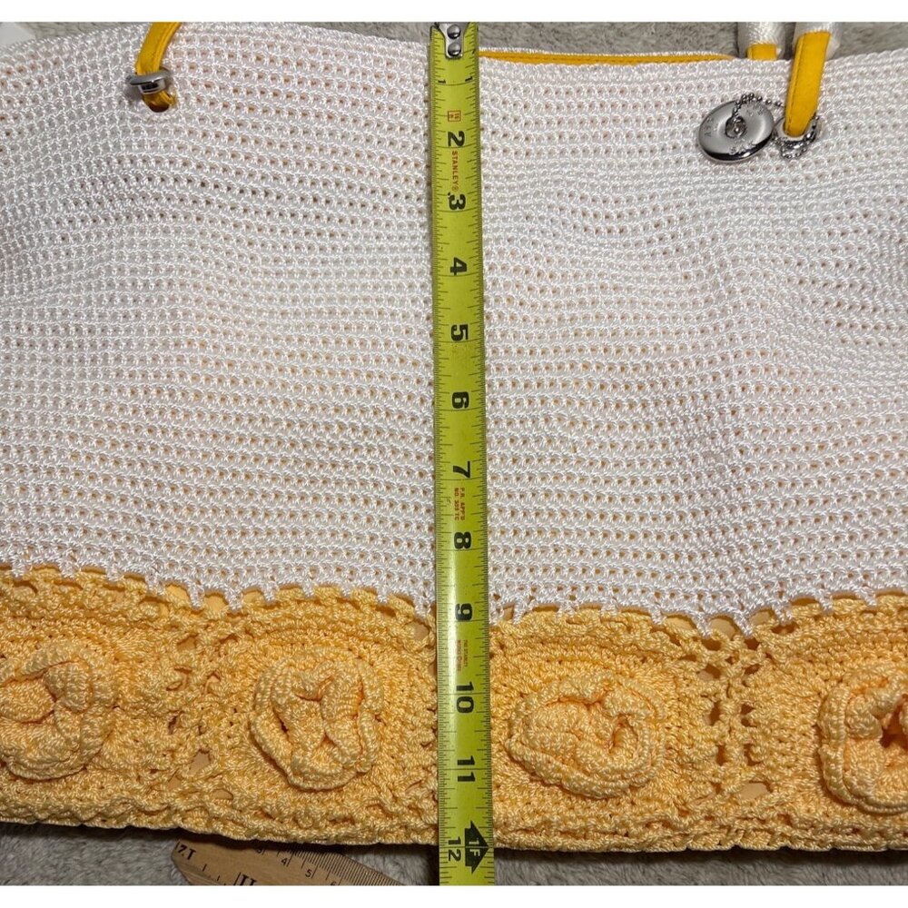 The Sak Tote Bag Purse Daffodil Crochet White & Yellow Rope Handles Beach NEW - Picture 15 of 16